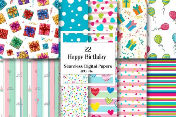 Celebrate in Style: The Versatile Happy Birthday Digital Paper Set