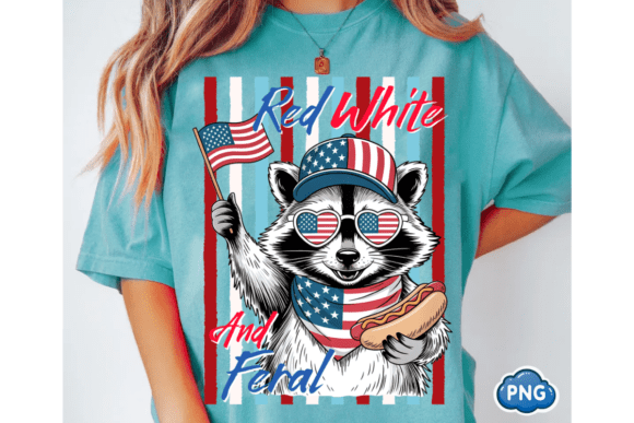 Celebrate with a Striped Funny Raccoon 4th of July PNG