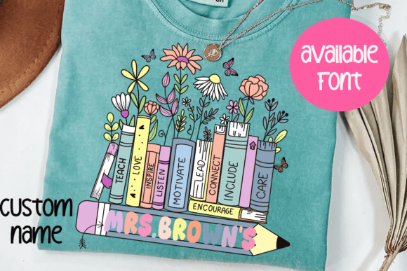 Custom Floral Books Teacher Png: A Design Asset for Education