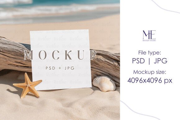 Effortless Summer Vibes: Square Card Mockup Beach Invite Card PSD