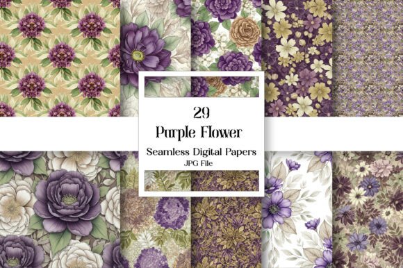 Elevate Your Designs with a Purple Flower Digital Paper Pack