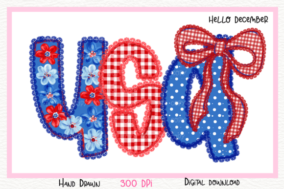 Elevate Your Designs with the USA Floral Lace Coquette PNG