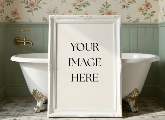 Elevate Your Visuals with a Vintage Bathroom Frame Mockup