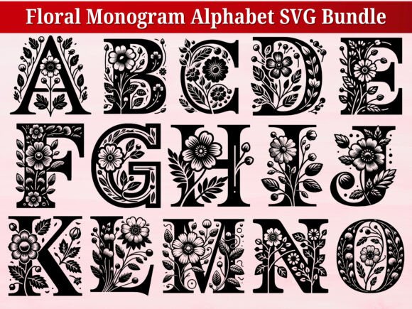 Floral Monogram Alphabet SVG Bundle: Elegant Design Assets