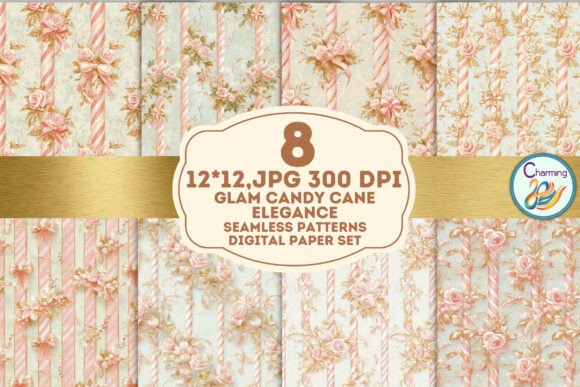 Glam Candy Cane Elegance: Premium Seamless Patterns