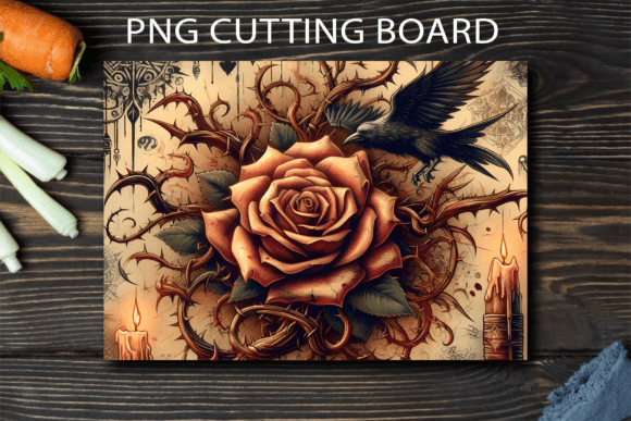 Gothic Crow Thorny Rose Cutting Board: A Designer's Guide