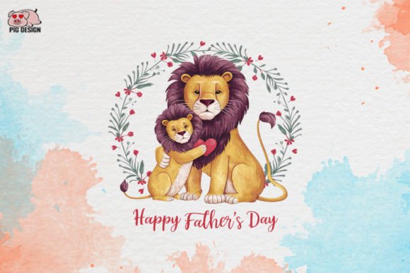 Happy Father's Day Lion Clipart: A Bold Design Asset