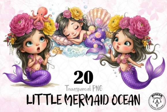 Little Mermaid Ocean Bundle PNG: A Designer's Underwater Toolkit