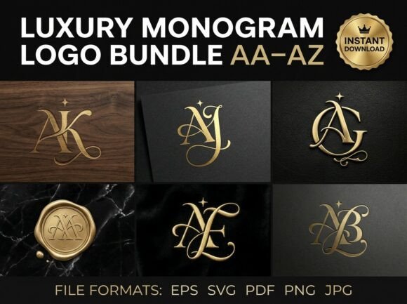Luxury Monogram Logo Bundle AA–AZ: A Designer's Asset