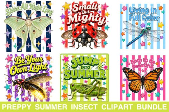 Preppy Summer Insect Clipart Bundle
