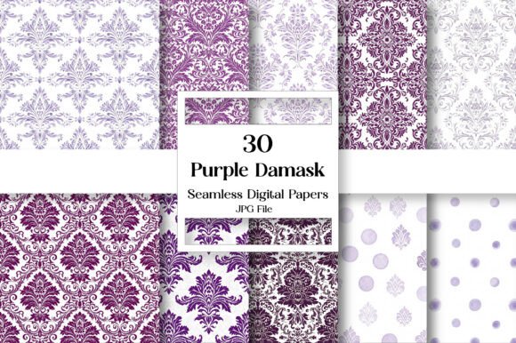 Purple Damask Digital Paper Pack: Elevate Your Creative Designs