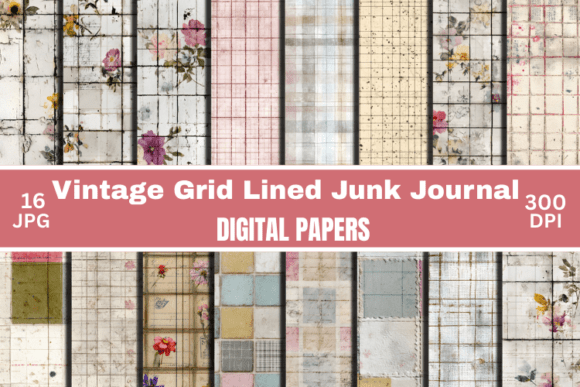 Timeless Texture: Vintage Grid Lined Ephemera Junk Journal