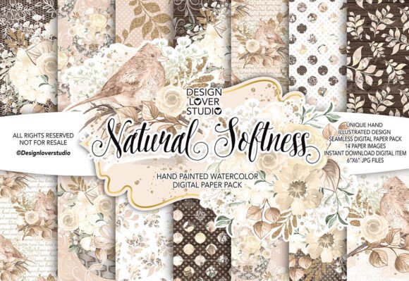Watercolor NATURAL SOFTNESS Digital Paper: Elevating Design with Authenticity