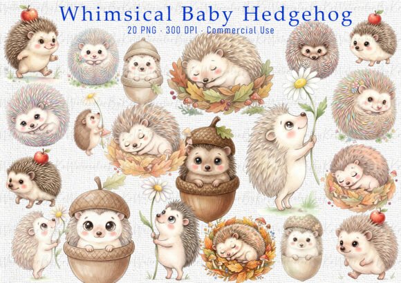 Whimsical Baby Hedgehog Watercolor PNG: A Designer's Delight